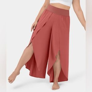 Halara Breezeful Pocket Palazzo Flowy Split Wide Leg Pants in Flame Red